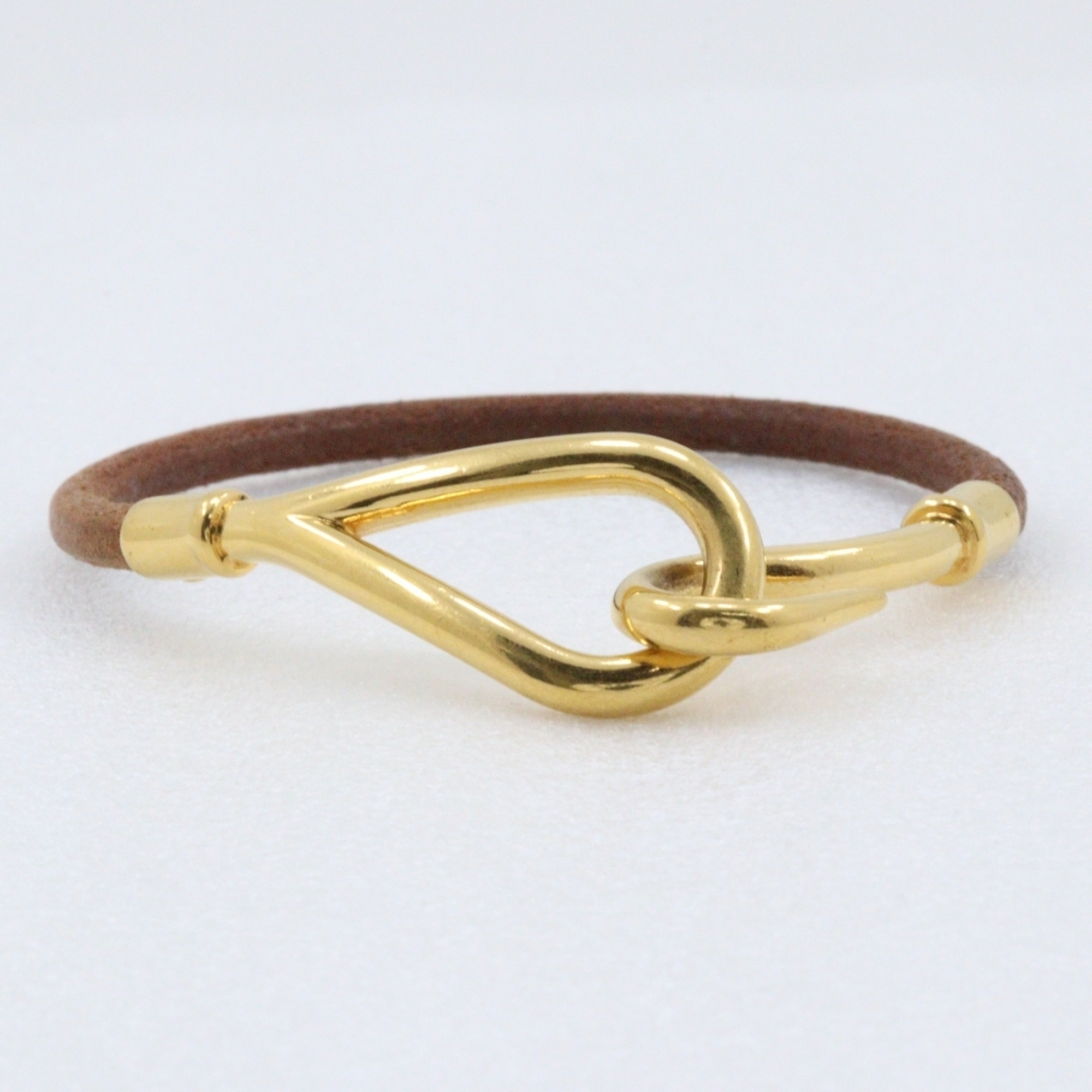 Hermes Jumbo Bracelet, Gold Plated X Leather, Approx. 10.2g, Unisex
